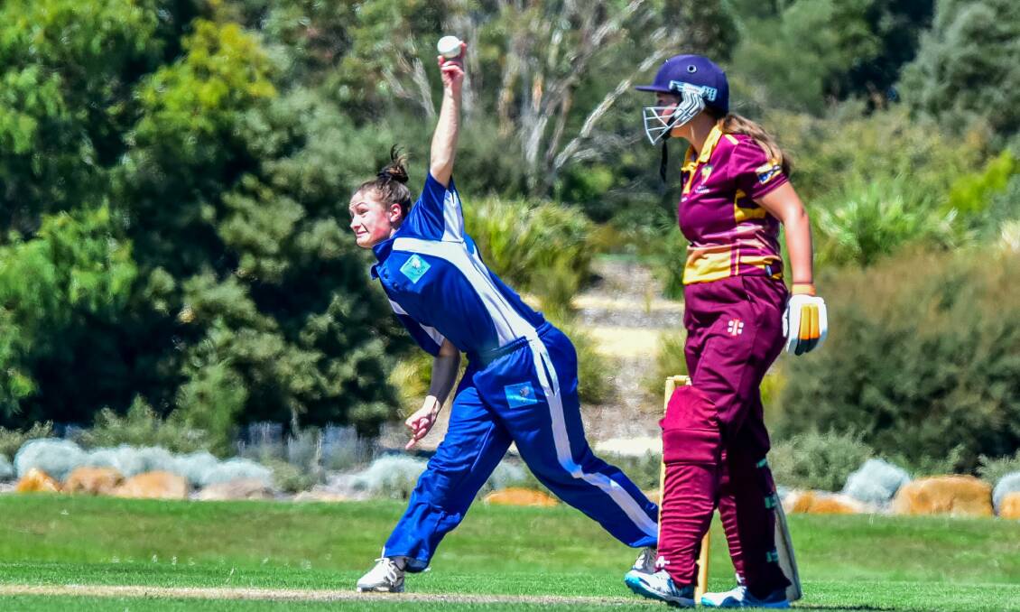 REAL DEAL: Cricket North's Victoria Geale trundles in hard against North West.
