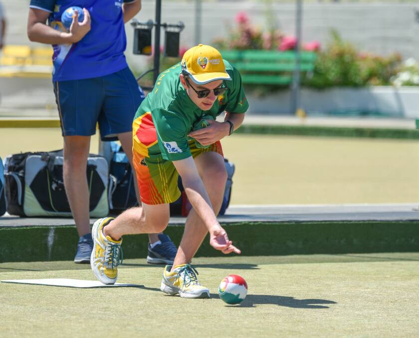 STATE PRIDE: Trevallyn teenager Lachie Sims extends to deliver for Tasmania over the past three days.