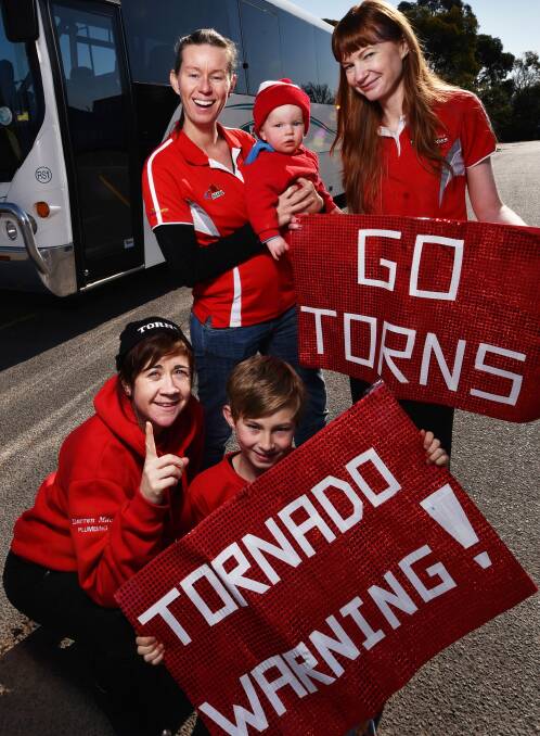 Launceston Tornadoes chair Janie Finlay, top left, with club board members Jordie Gray and Shannon Anis, and Finlay's son, Zac.