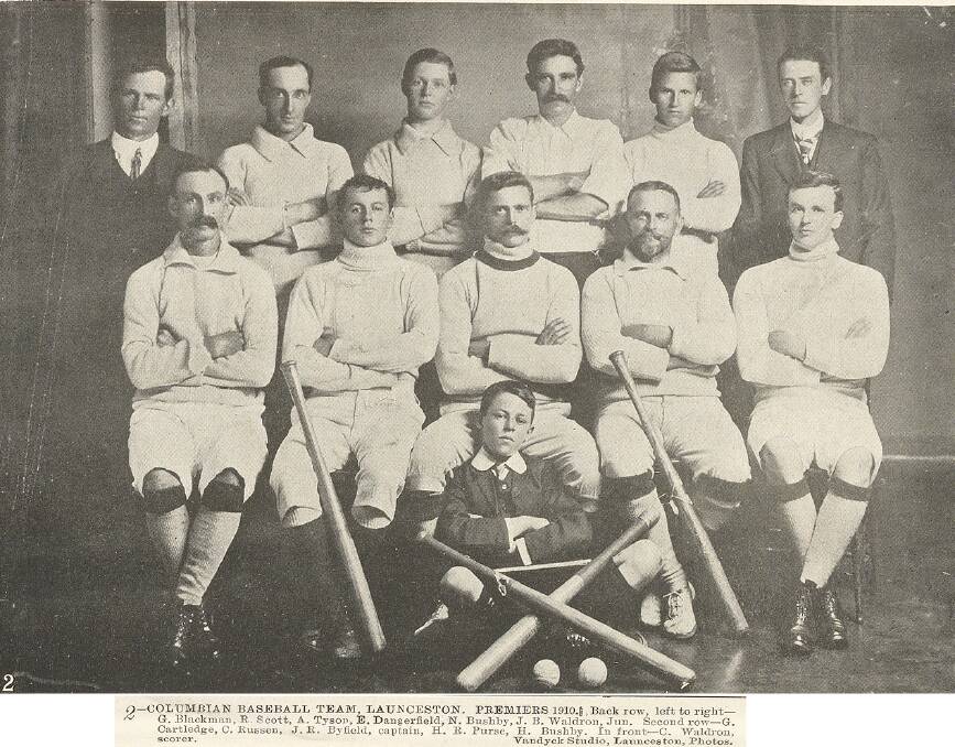 An image from the 1909 Columbians baseball side in Launceston.