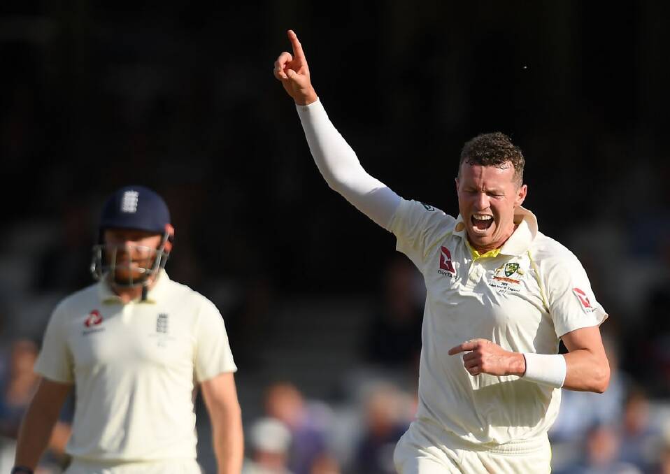 HOWZAT: Peter Siddle taking one of his 221 Test wickets in a match against England will line up for Tasmania. Picture: Gettys Images