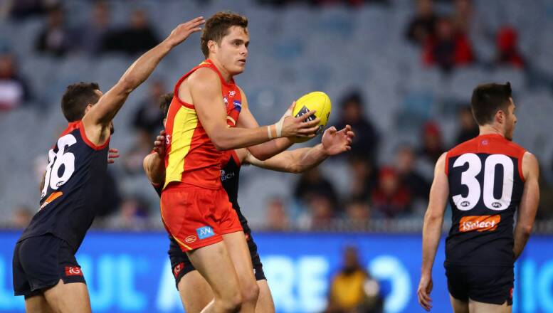 WRONG COLOURS: Kade Kolodjashnij playing for Gold Coast against Melbourne. Picture: Supplied