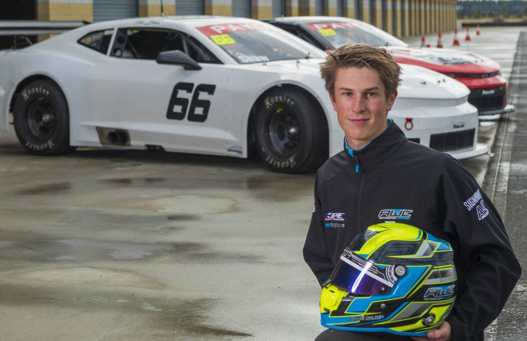 I'M READY: Launceston teen driver Lochie Dalton checks out what awaits him amid the transition from karting to trans-am cars. Picture: Phillip Biggs