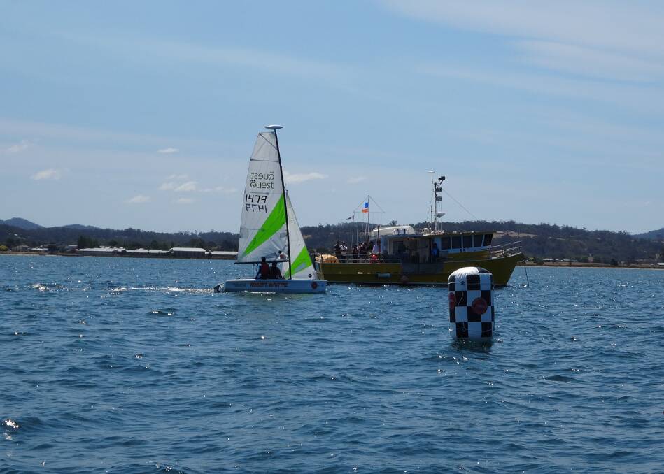 LINE HONOURS: St Helens Sailing Squadron boat Robert McIntyre, skippered by Daniel Matzolic, streaks ahead to win the Andrew Linacre Memorial invitational race on Sunday. Picture: Supplied