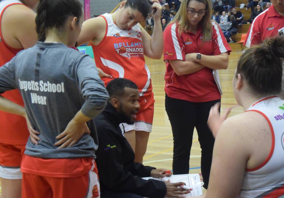 INSPIRE: Coach Derrick Washington delivers a passionate plea early in Friday night's clash. Picture: Andrew Mathieson