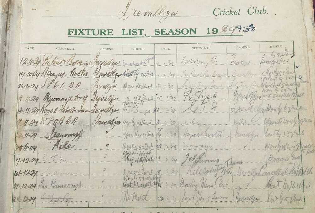 HISTORICAL: A rare surviving 1929/30 competition fixture, involving Trevallyn.