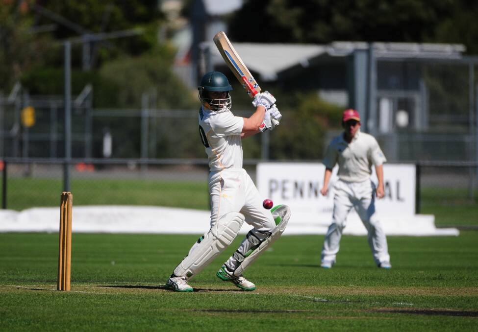 SHOT: South Launceston batsman Sean Harris looks to score square of the wicket.