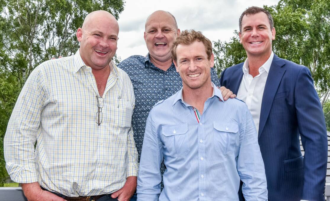 STAR POWER: Peter Moody, Billy Brownless, George Bailey and Wayne Carey gather at the Champions of Sport luncheon. Picture: Neil Richardson