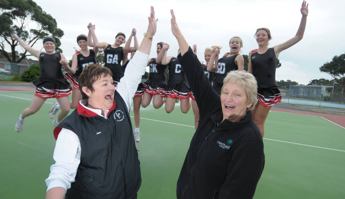 ACCOLADE: Inaugural Tasmanian netball hall of fame inductee Judy Headlam (right) nearly a decade on has plenty of reason to high five northern netball identity Ann Pearce on the 2019 honour. The ceremony will be held on October 5.