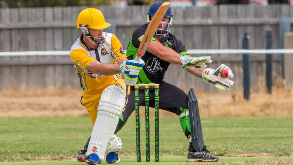 INTENSE: Longford batsman Craig Jarman looks to dabble one down the legside at Perth in the close TCL Premier League clash. Picture: Phillip Biggs