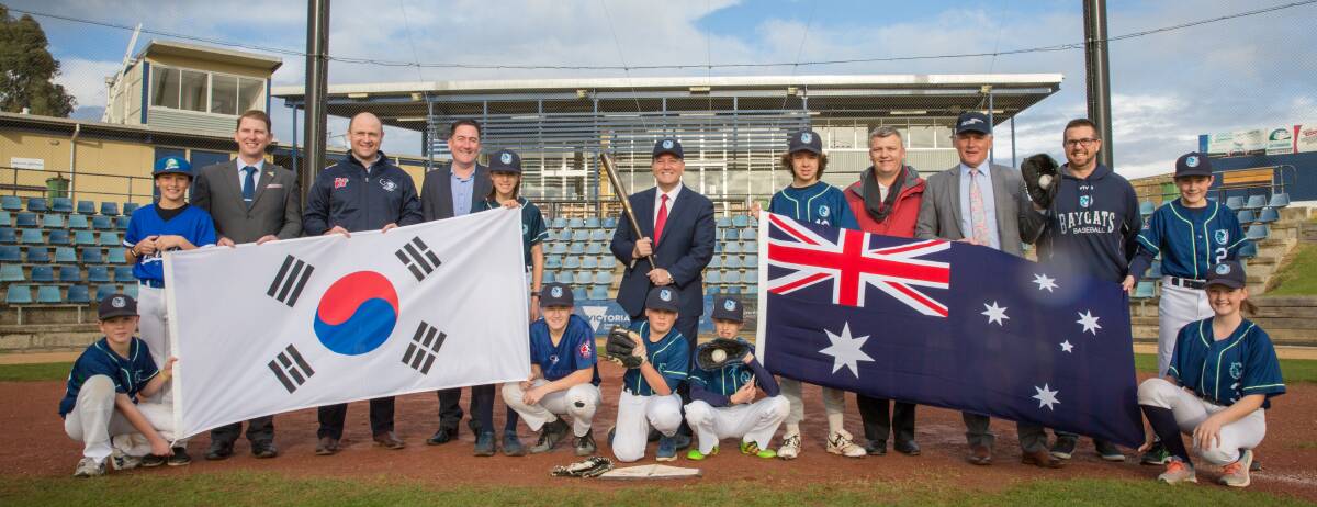 BID WIN: Baseball Australia chief executive Cam Vale joins the Geelong and Korean baseball contingencies after being awarded one of two new licences for next summer. Picture: ABL Images