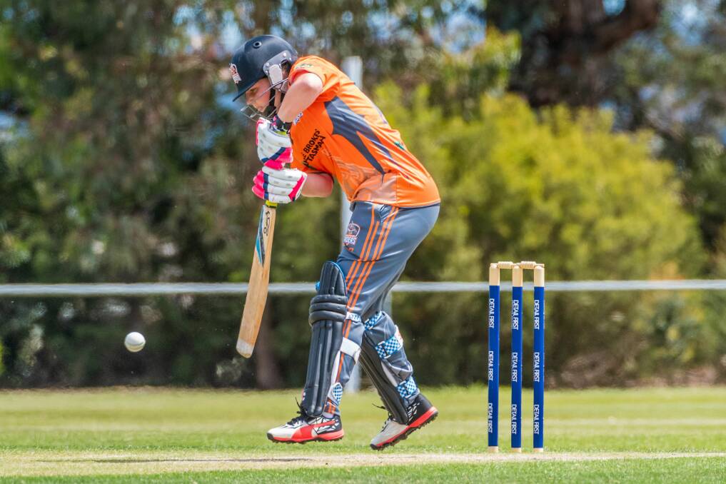 HOPPING: Teenage Greater Northern Raiders opening batsman Montana Bradley looks to get right behind the ball against a Clarence lifter.