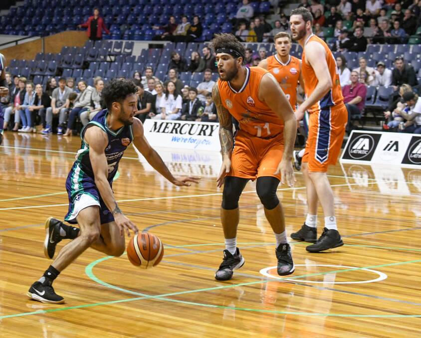 MOVES: North-West product Mason Bragg looks to drive to the hoop against Southland Sharks.