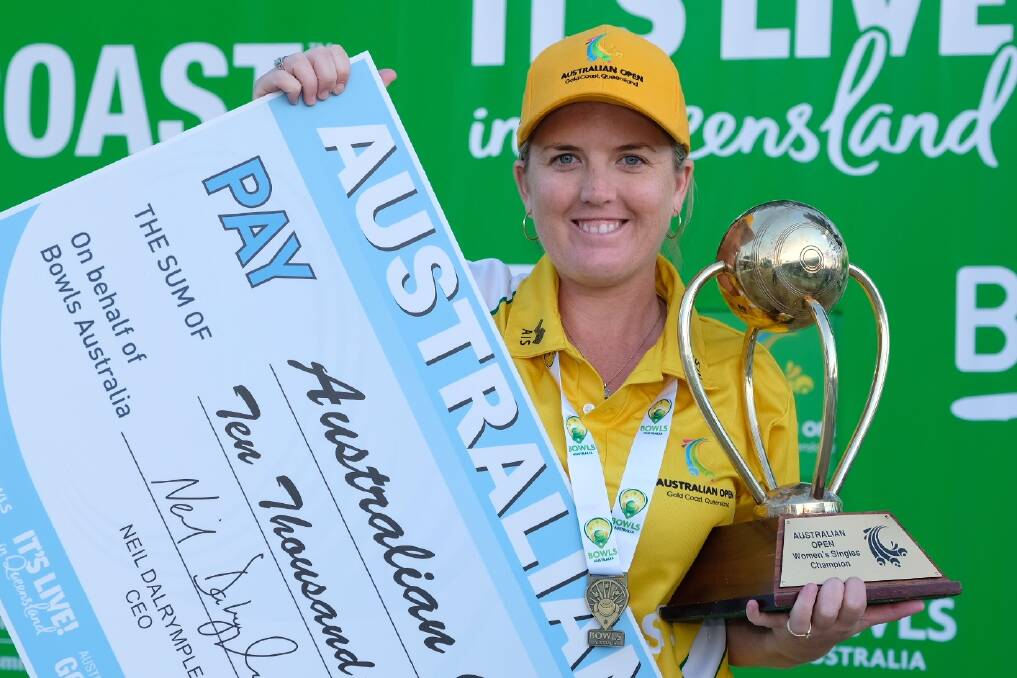 WINNER: Rebecca Van Asch is all smiles after her cash-rich Australian singles title win. Picture: Bowls Australia