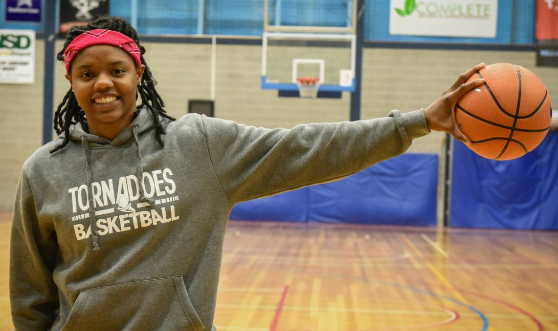 STRETCHED: Courtney Williams on her arrival in Launceston.
