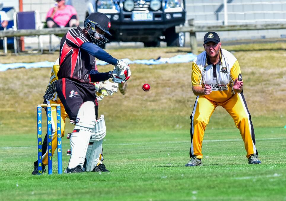 SHOT: Hadspen opener Thanuka Dabare thrashes a matchwinning innings against Longford on Saturday at University Oval. Pictures: Neil Richardson