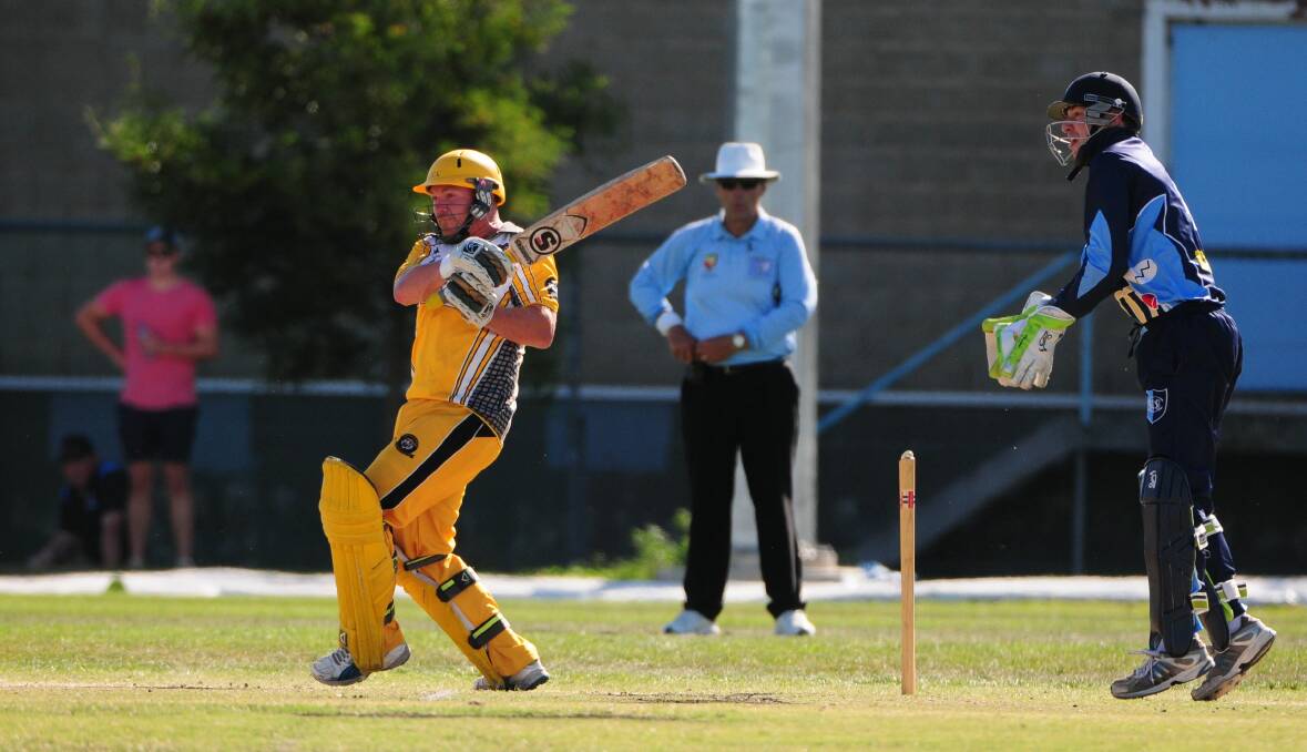 OFF THE MIDDLE: Tiger Dion Blair gets onto a pull shot against South Hobart-Sandy Bay. Picture: Paul Scambler