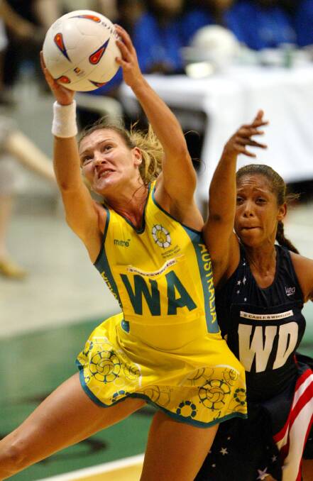 Former Prospect High student Natasha Chokljat in action for Australia against the USA in the 2003 World Cup in Jamaica. 