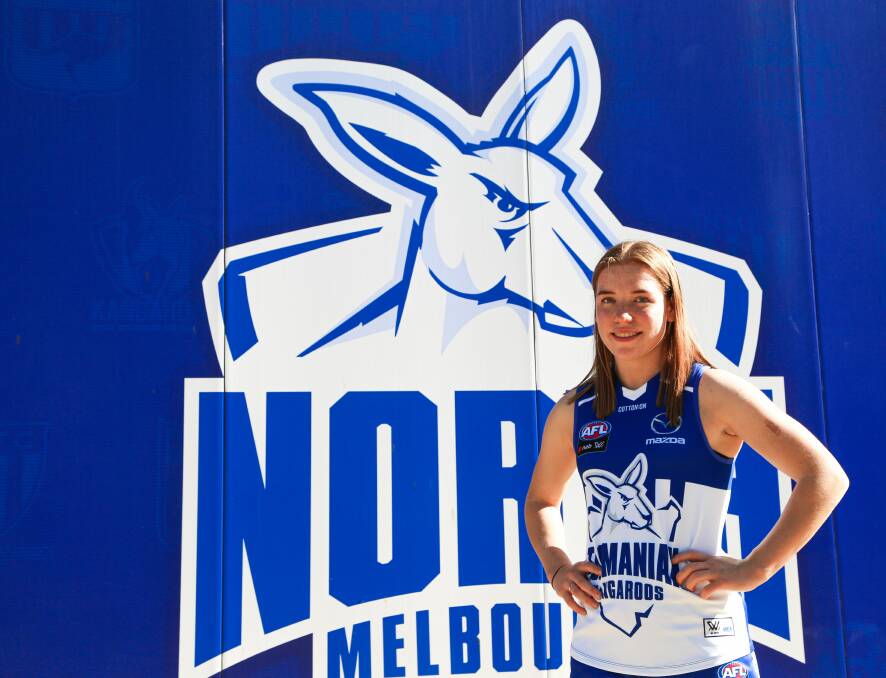 BOLD: Launceston teenager Mia King has stood out in her short time at Arden Street that culminated in her AFL debut last weekend for the Kangaroos amid a stirring victory over Gold Coast. Picture: NMFC Media 