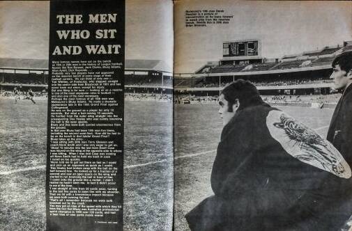WAITING TIME: Peardon is featured in a 1968 magazine sitting on the bench during his VFL debut.