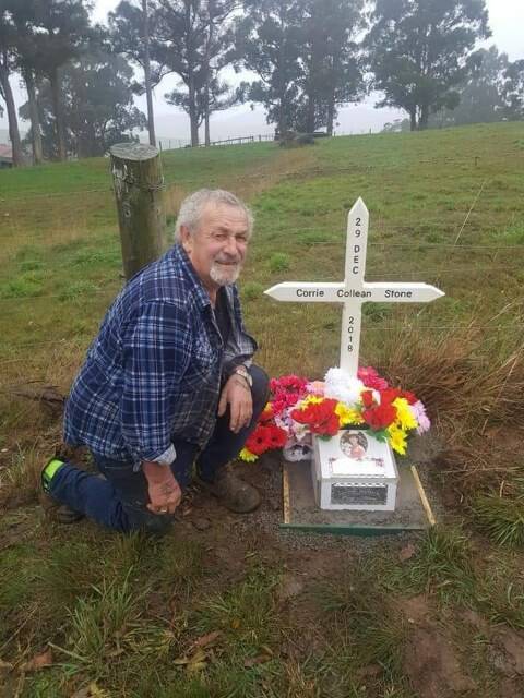 Brian Stacey at a memorial for Corrie Stone. Picture: Supplied.