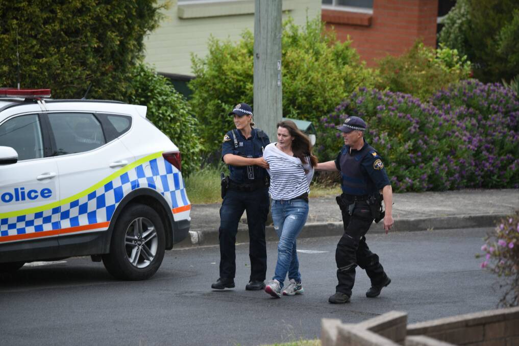 TERRIFYING ORDEAL: Police take Nomi Lea Mountney into custody after a 17-hour siege at Trevallyn ended in December 2018. Picture: Paul Scambler