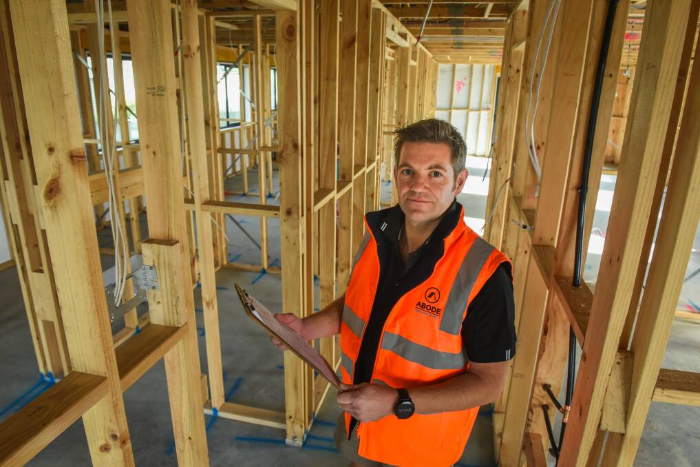 PICTURED: Abode Designer Homes owner Ty Turner on a construction site at Perth. Picture: Paul Scambler