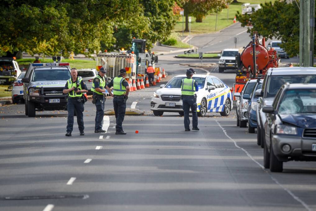 CRASH SCENE: The scene on High Street in Launceston, where a pedestrian was hit by a car in March this year. Picture: Adam Holmes
