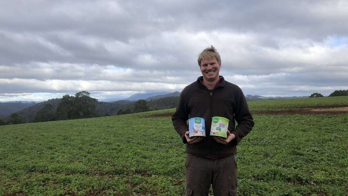 NEW PRODUCT: Peter Damen from Kindred Organics with the baby formula they supply quinoa for. PICTURE: REBECCA MORRIS