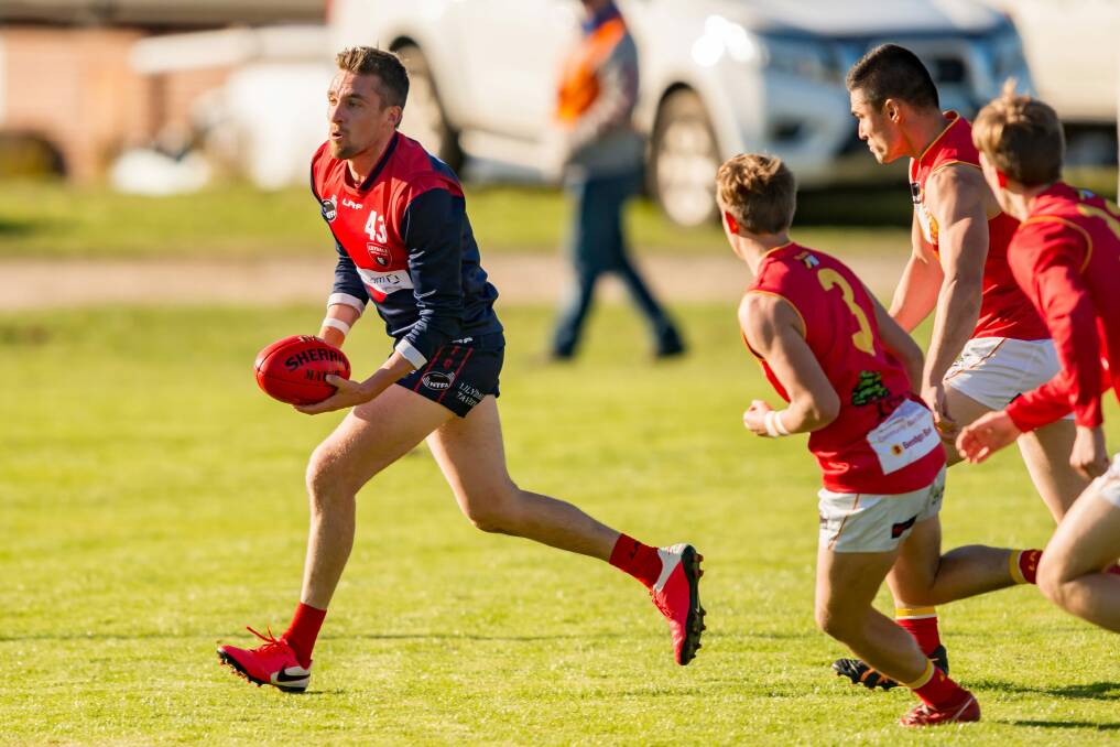 AT HOME: Lilydale's Tom Grimes in action at Lilydale Recreation Reserve last year. Picture: Phillip Biggs