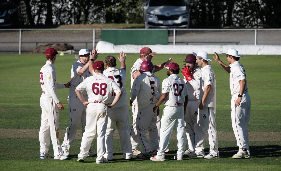 Westbury celebrate a wicket on day two of the decider.