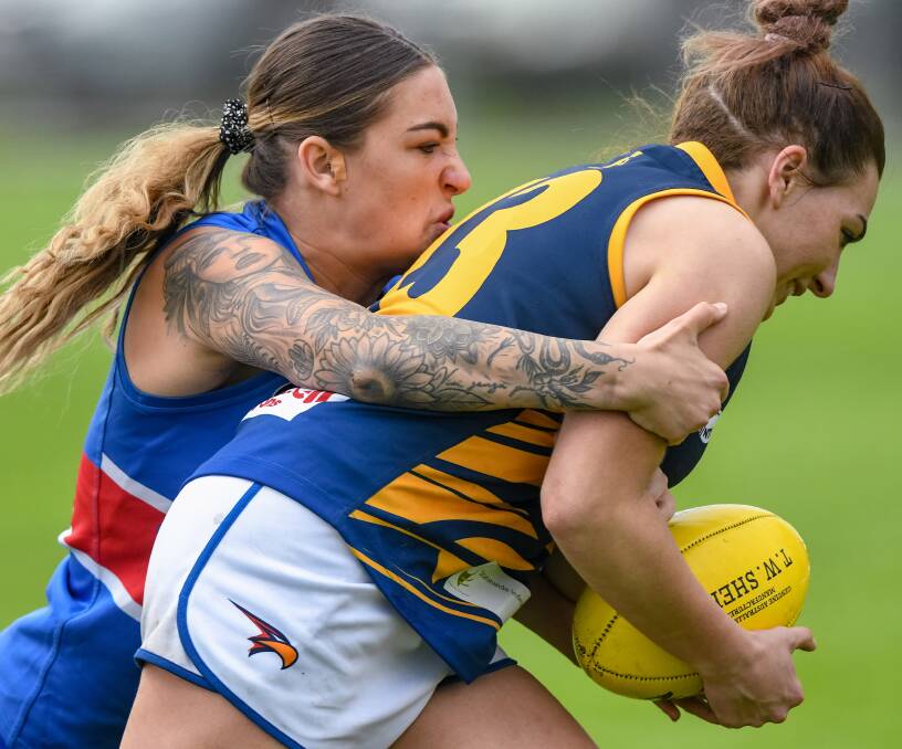 OUTSTANDING PERFORMANCE: Evandale's Maggie Cuthbertson during a clash with South Launceston earlier this season. She was best on ground for the Eagles against Longford on Saturday. Picture: Phillip Biggs