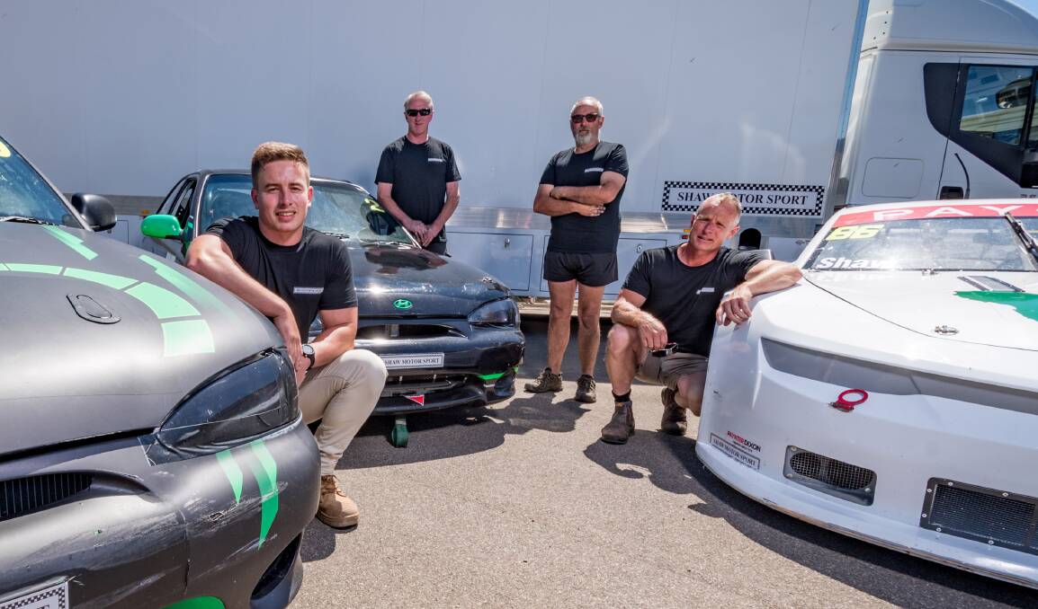 WORKING TOGETHER: Shaw Motorsport's Jackson Shaw, Allan Joyce, Tim Tubb and Tim Shaw. Pictures: Phillip Biggs