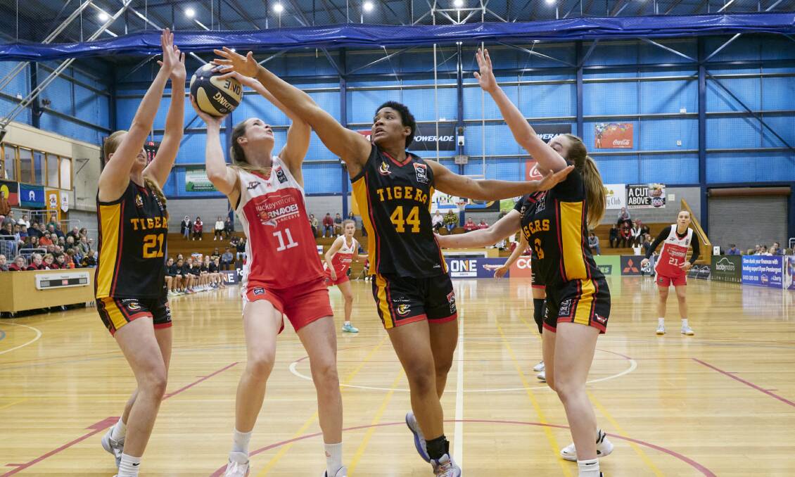 Launceston Tornadoes captain Keely Froling is often double or triple-teamed by opponents. Picture by Rod Thompson 