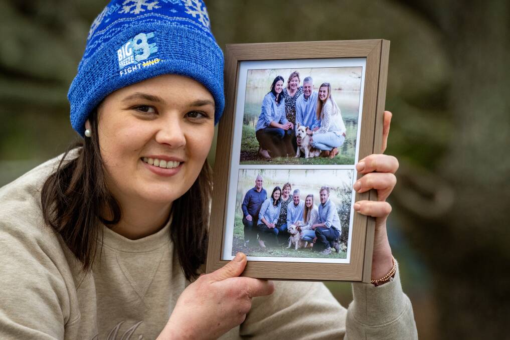 Erin Roles with family photos ahead of Terry's Match on Saturday at Deloraine Football Club. Picture by Paul Scambler 