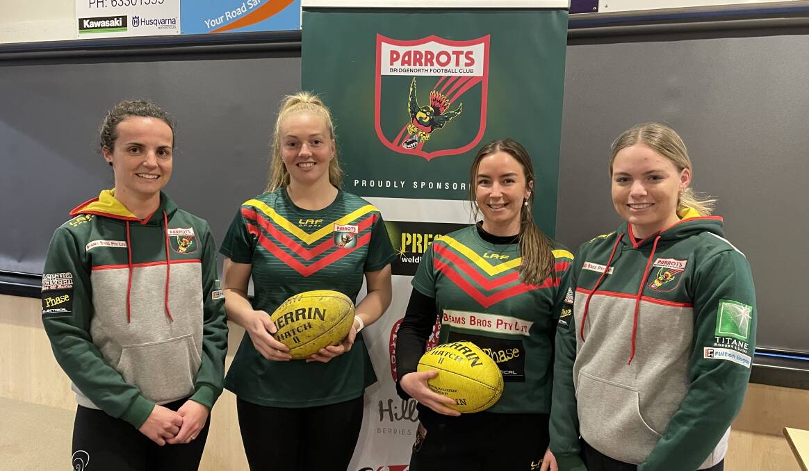 LET'S GO: (L-R) Bridgenorth women's co-captains Mikaela Clarke and Emily Mckinnell with teammates Grace Walker and Hannah Carr ahead of their semi-final. Pictures: Brian Allen
