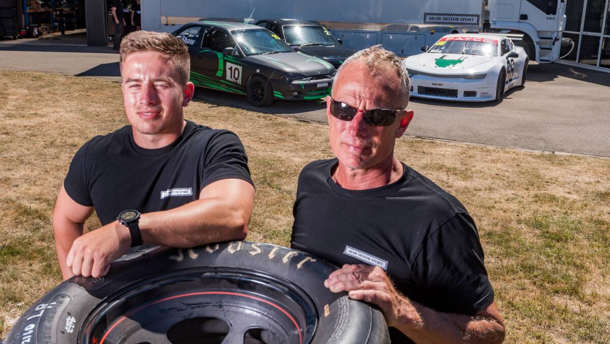 FATHER-SON: Jackson and Tim Shaw ahead of Race Tasmania this weekend. 