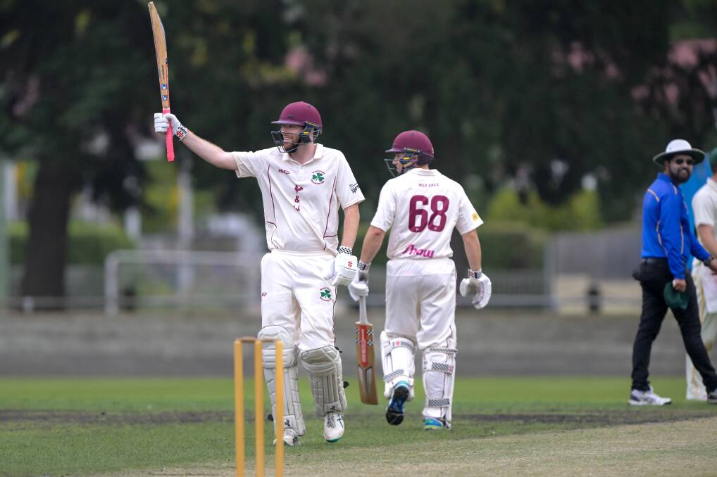 Westbury's Liam Ryan acknowledges the crowd after making his half-century. 