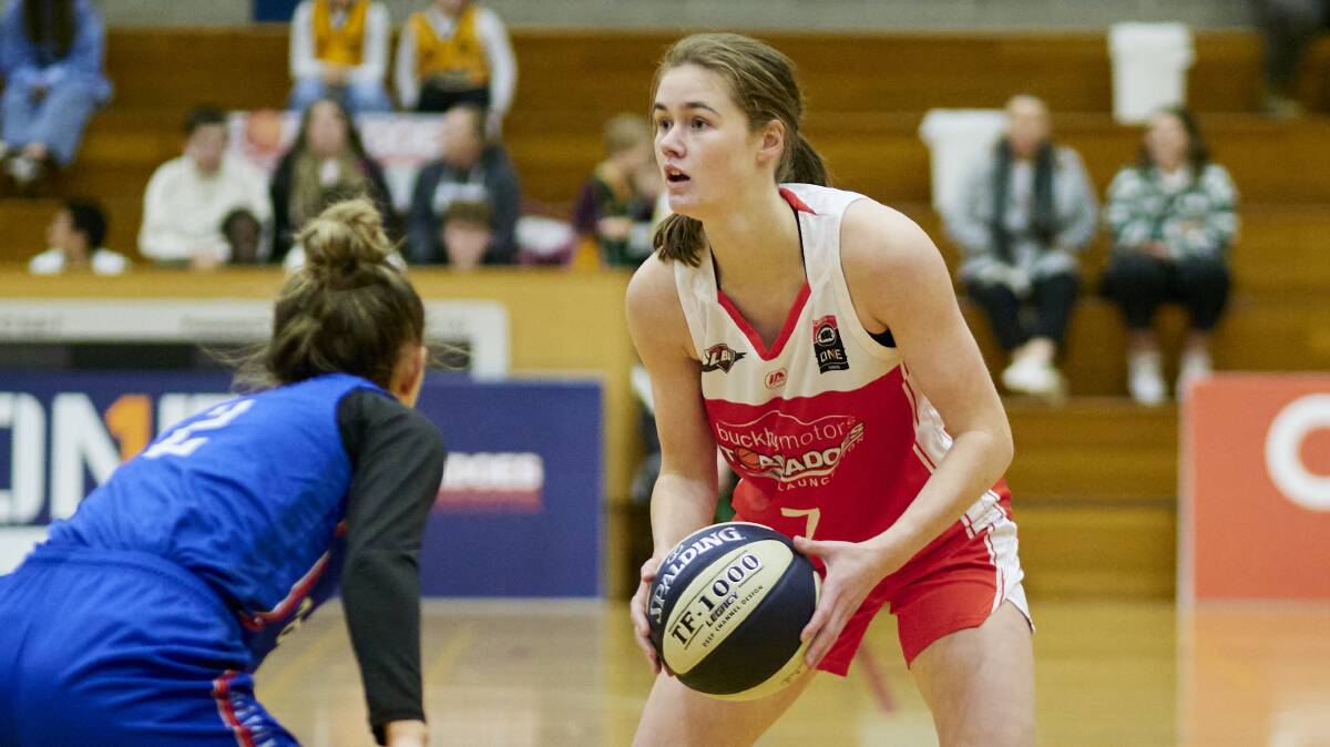 Launceston Tornadoes talent Macey Crawford at Elphin Sports Centre in 2023. Picture by Rod Thompson