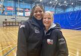 Launceston Tornadoes American import Trinity Oliver with coach Sarah Veale at Elphin Sports Centre on Wednesday. Pictures by Brian Allen 