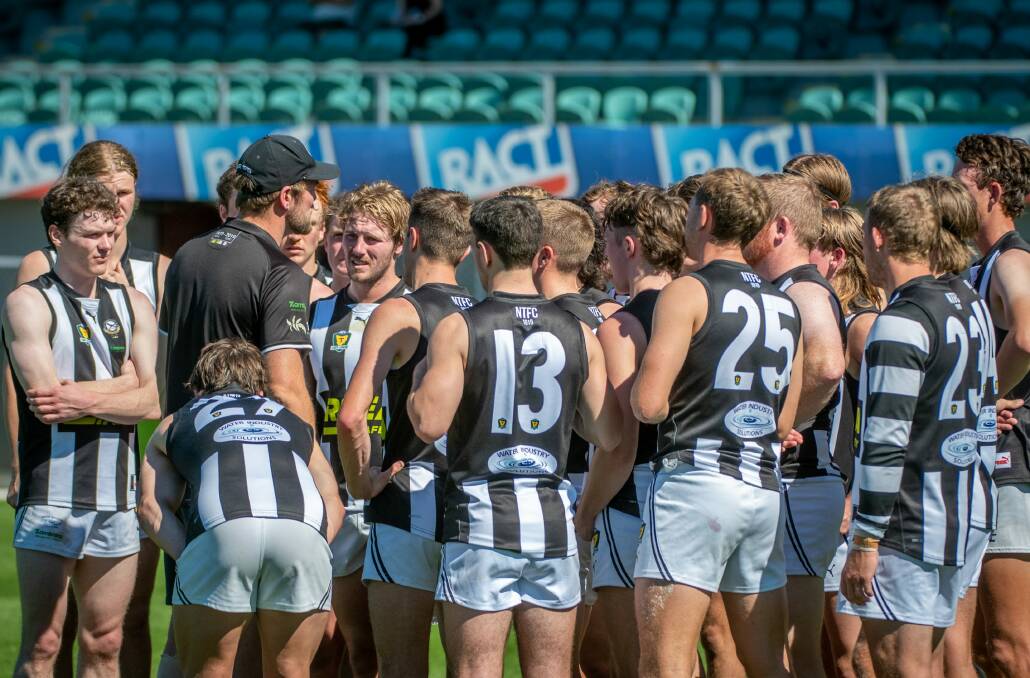 TOUGH FOR CLUB: Glenorchy senior team at UTAS Stadium this year. The Magpies' development league team has had to forfeit. Picture: Paul Scambler 