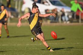 Longford's Casey Brown kicks long in 2023. Picture by Phillip Biggs 