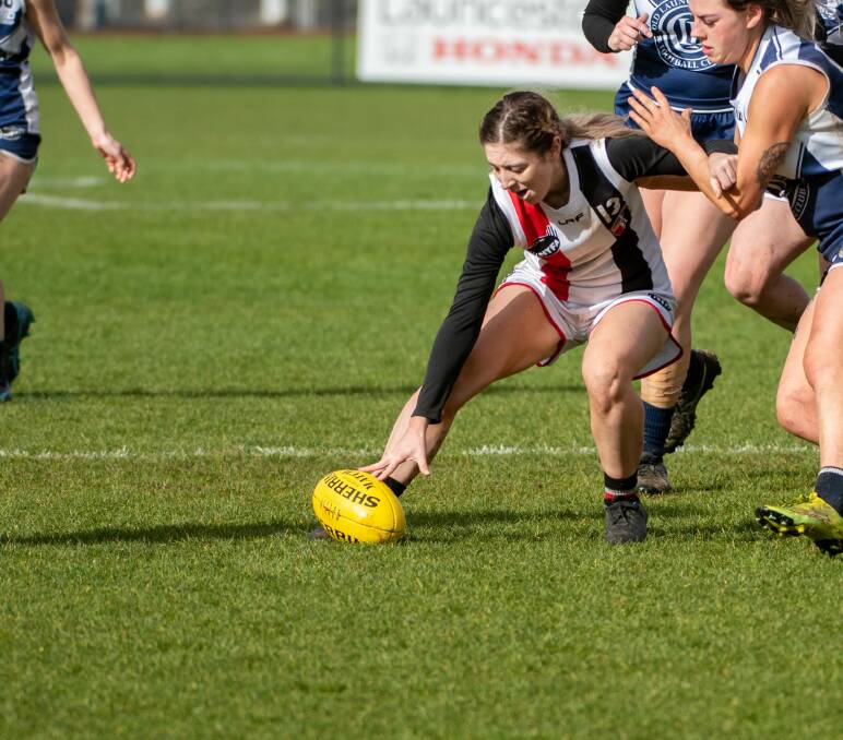 STRONG PERFORMANCE: George Town's Taylar Marshall kicked a goal and was in the best in her team's win against Deloraine. Picture: Paul Scambler
