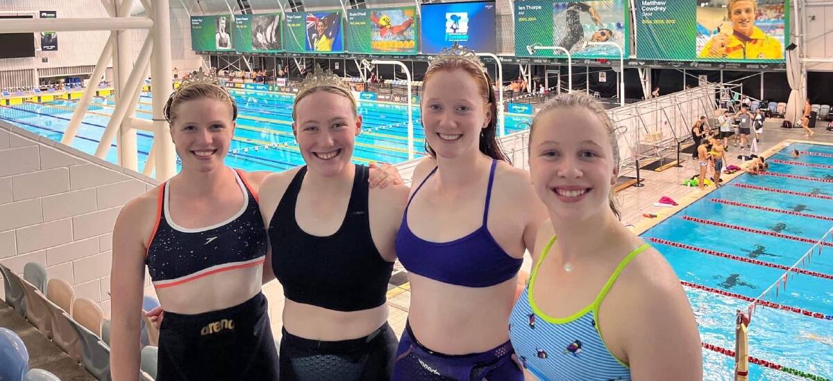 STRONG TEAM: Launceston Aquatic Club relay team which broke the Tasmanian record for the 16 and under 4x100m relay in a time of 4:03.06 minutes. (l-r) Abigail Evans, Taylor Brock, Jessica Homan and Isabella Muldoon. 