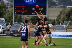 Action from the Launceston v Kingborough round two clash. Picture by Paul Scambler 