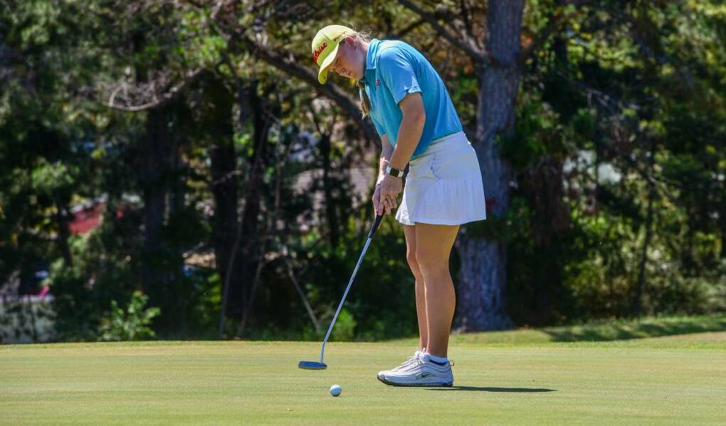 Jorjah Bailey putts. She has been nominated for the female athlete of the year category. Picture by Paul Scambler 