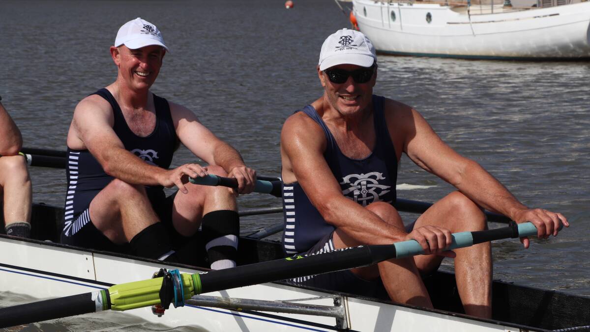 ON THE WATER: Tamar Rowing Club's Richard Norton up front on Saturday. Picture: Brett Jarvis 