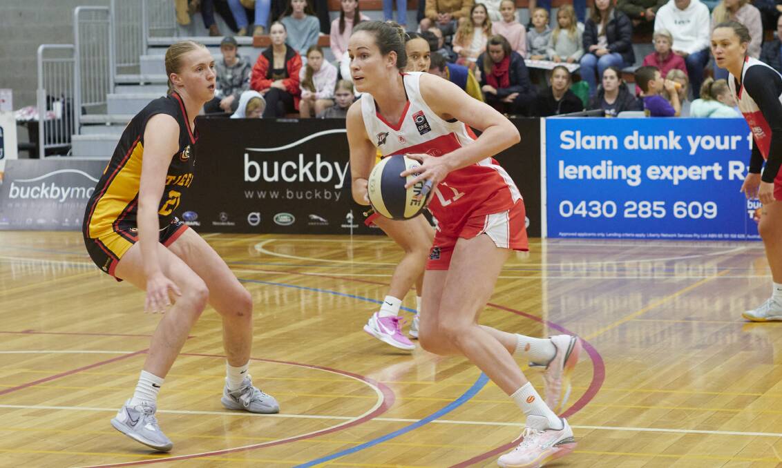 Launceston Tornadoes' Keeley Froling in action against Melbourne Tigers this season. Picture by Rod Thompson 