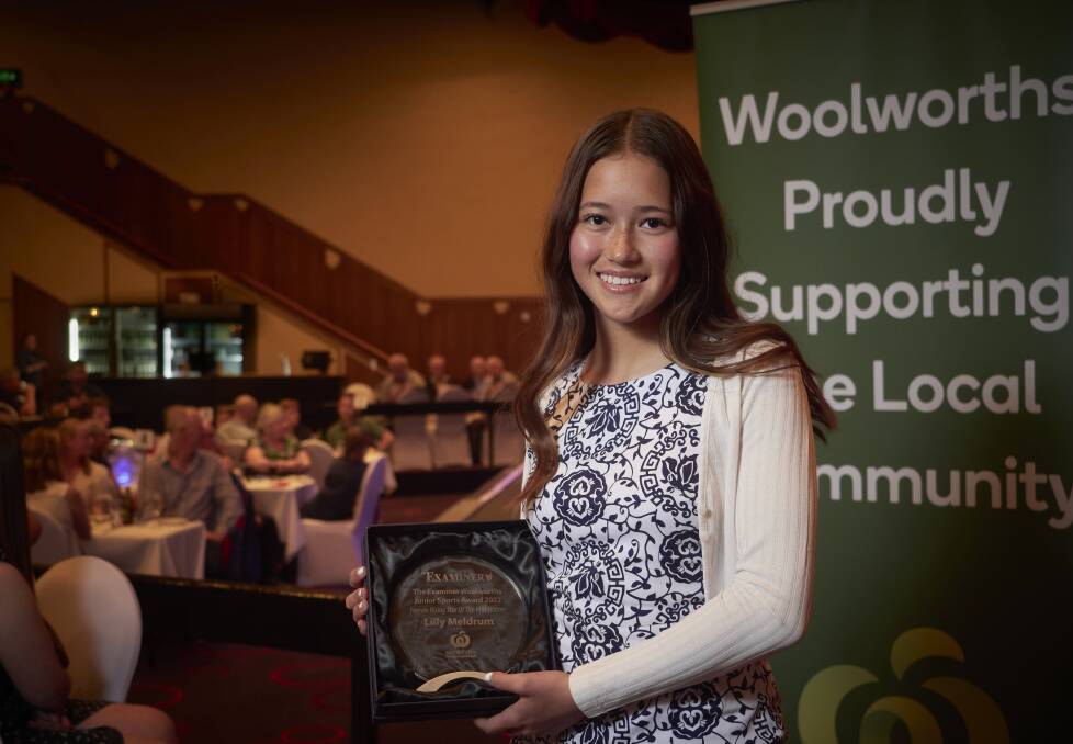 Snooker and pool player Lilly Meldrum, 14, with the female rising star gong at last week's Junior Sports Awards. She has competed across Australia and internationally. Pictures by Rod Thompson 