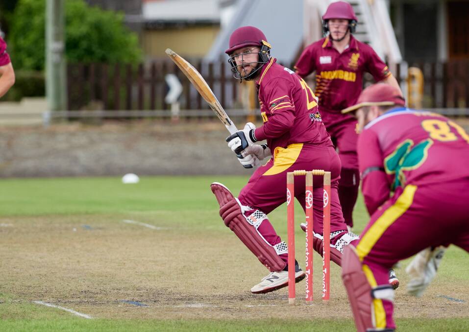 Mowbray's Luke Scott takes a run on his way to 14 from 27 balls. Picture by Rod Thompson
